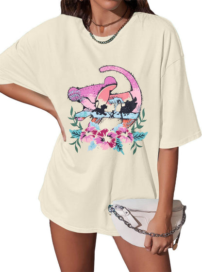 Cute Animal Graphic Oversized T-Shirt
